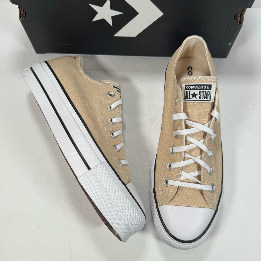 Converse CTAS Lift Ox Chunky Platform Sneakers Oat Milk Women Size 10